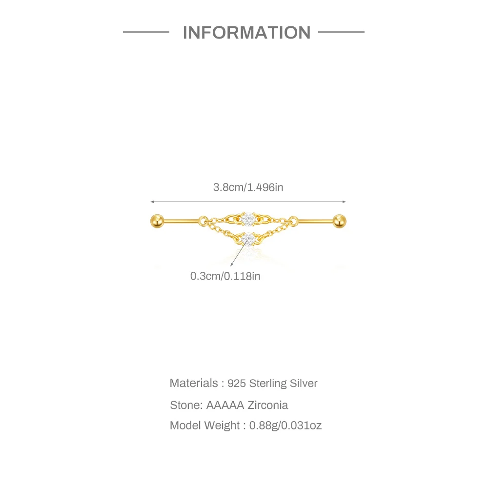 Piercing Industriel Double Chaîne • Titane Chic