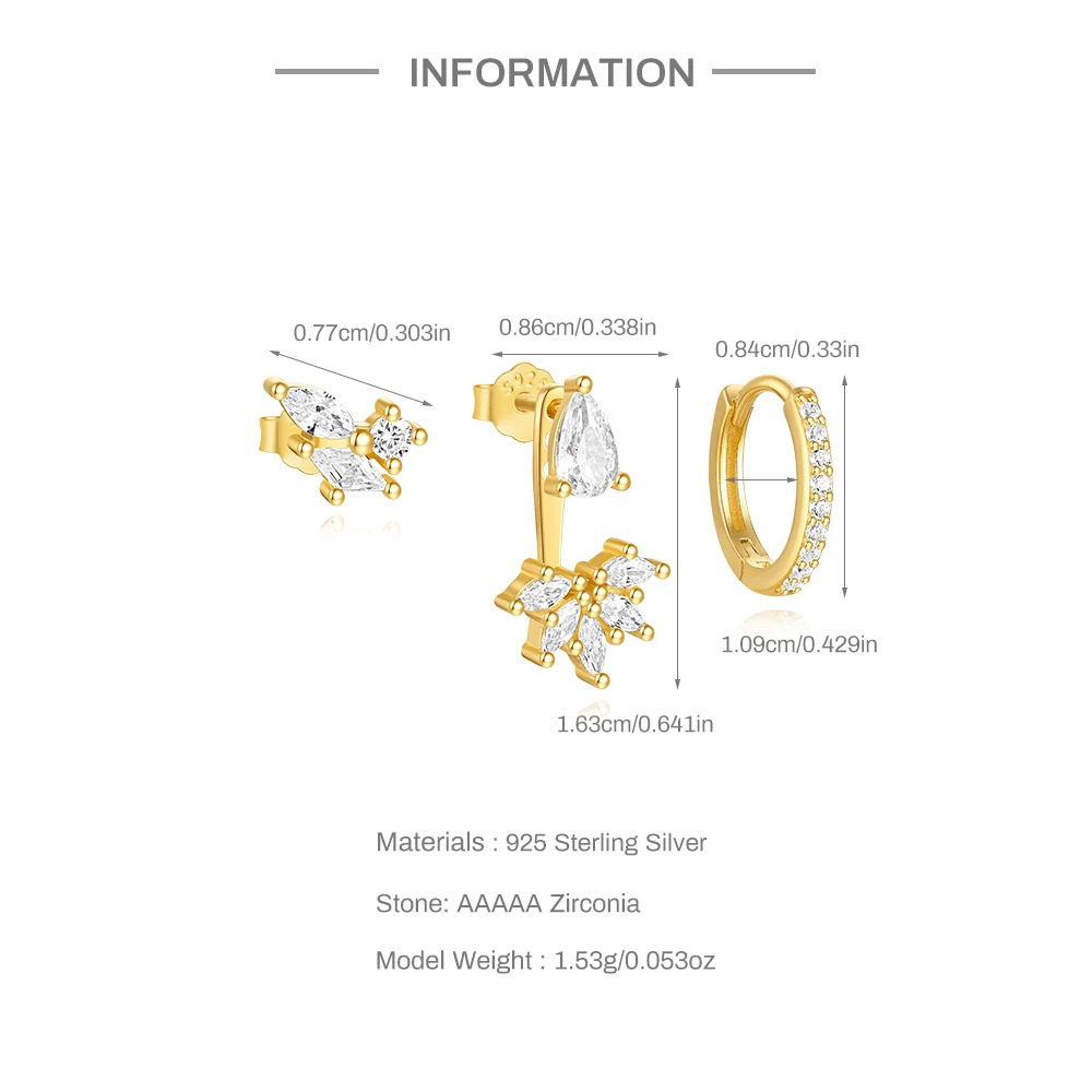 Piercings à Pendentifs 3 pcs • plaqué or 18k