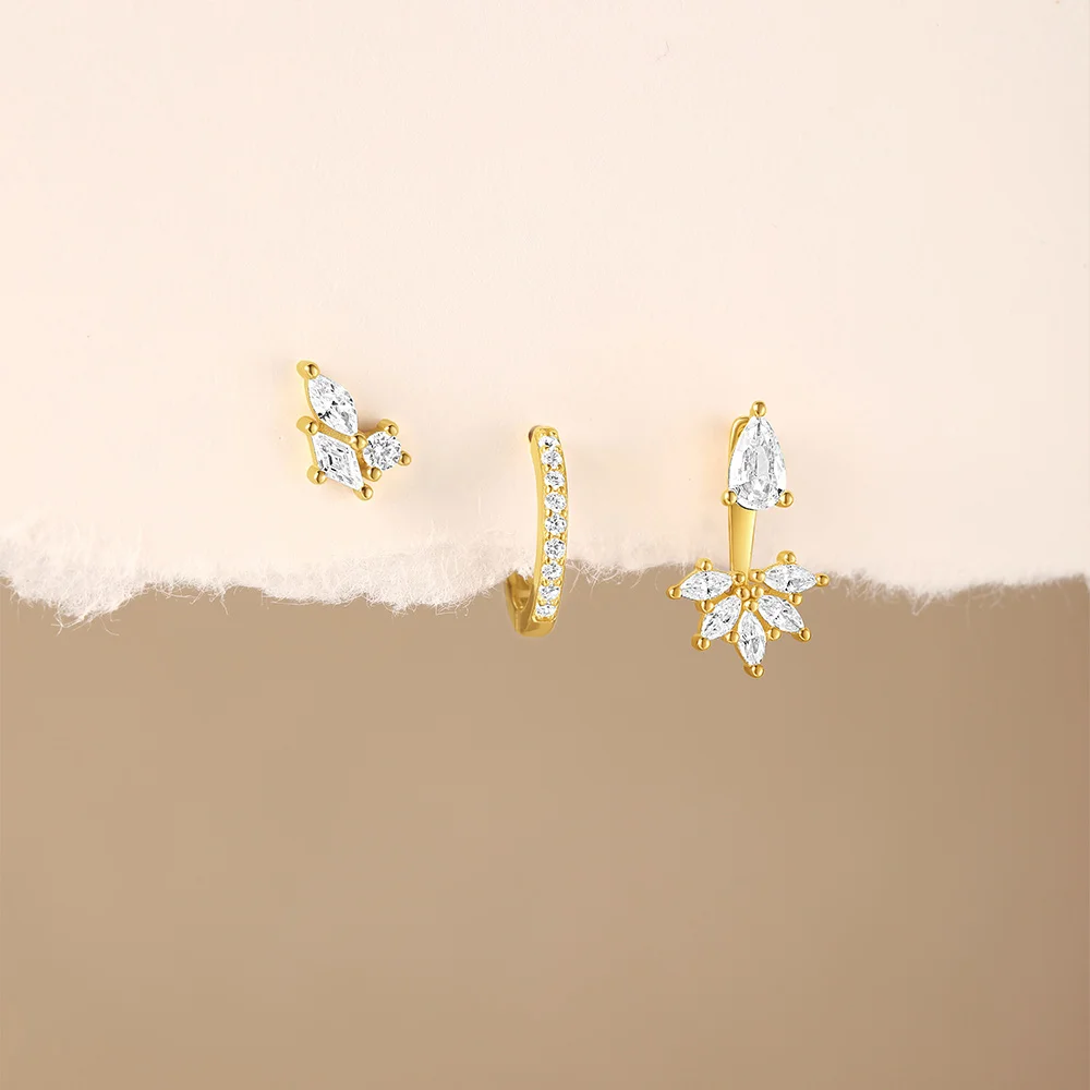 Piercings à Pendentifs 3 pcs • plaqué or 18k