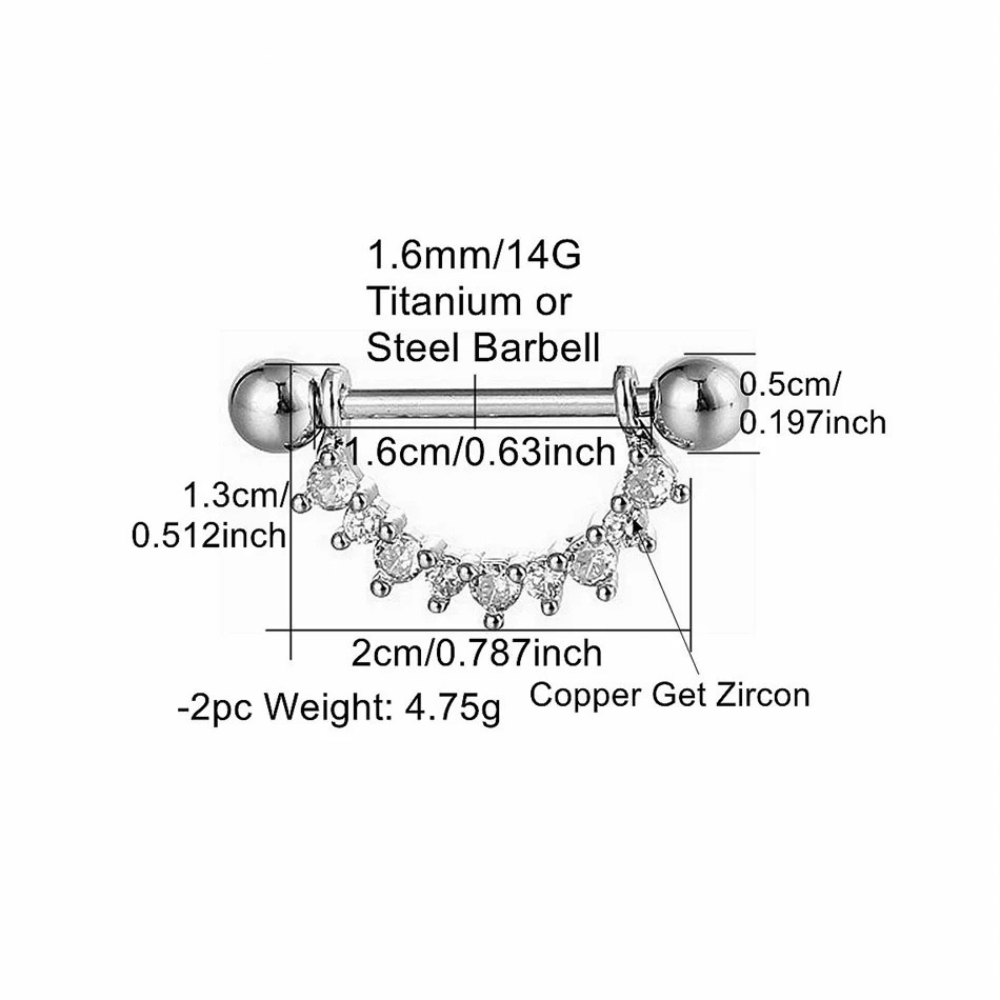 Piercing Téton Strass • Titanium • 2 PCS