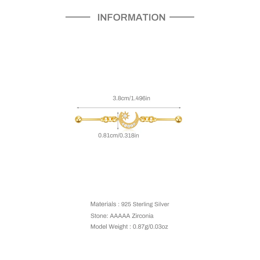 Piercing Industriel Lune • Titane • Barbell Chic