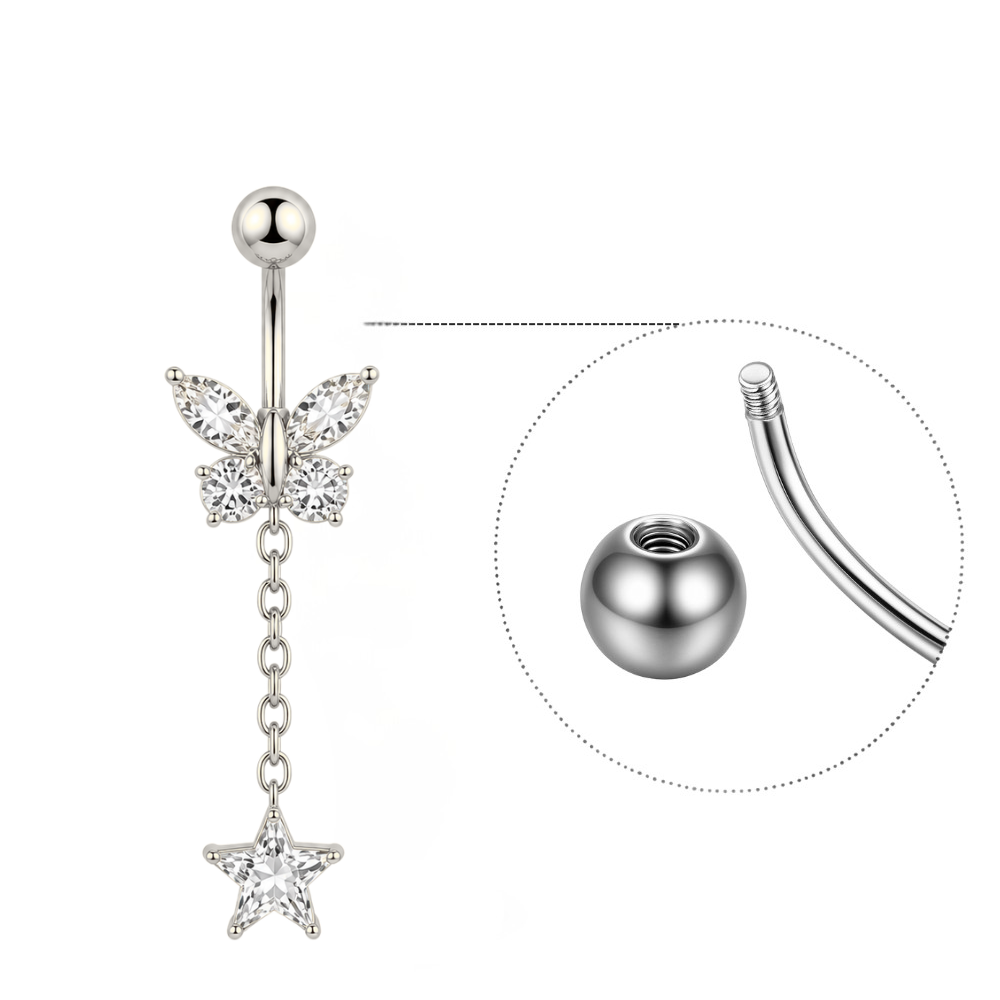 Piercing Nombril Papillon Chaine • Titanium