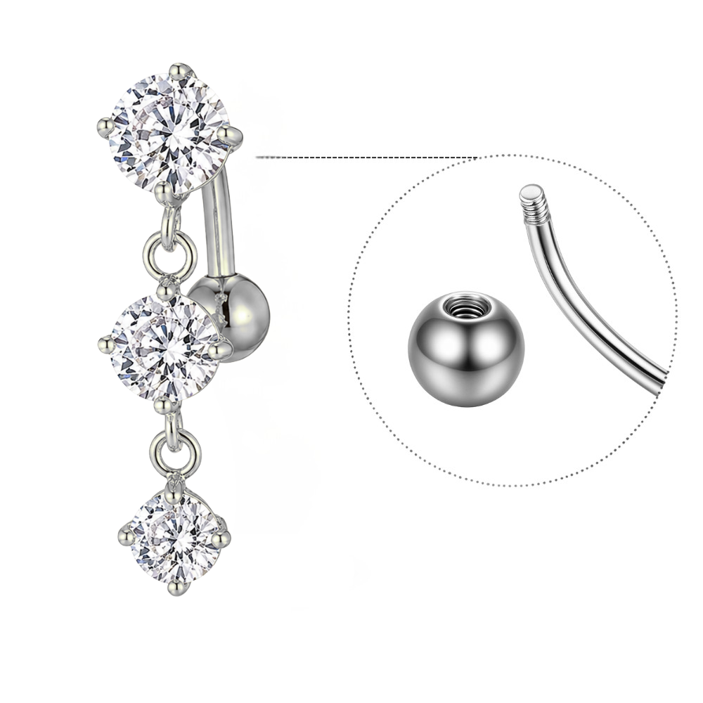 Piercing Nombril 3 charm Inversé • Titanium