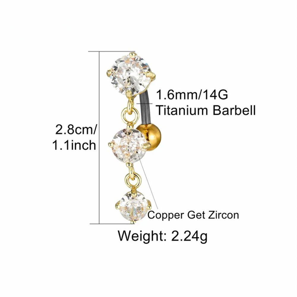 Piercing Nombril 3 charm Inversé • Titanium