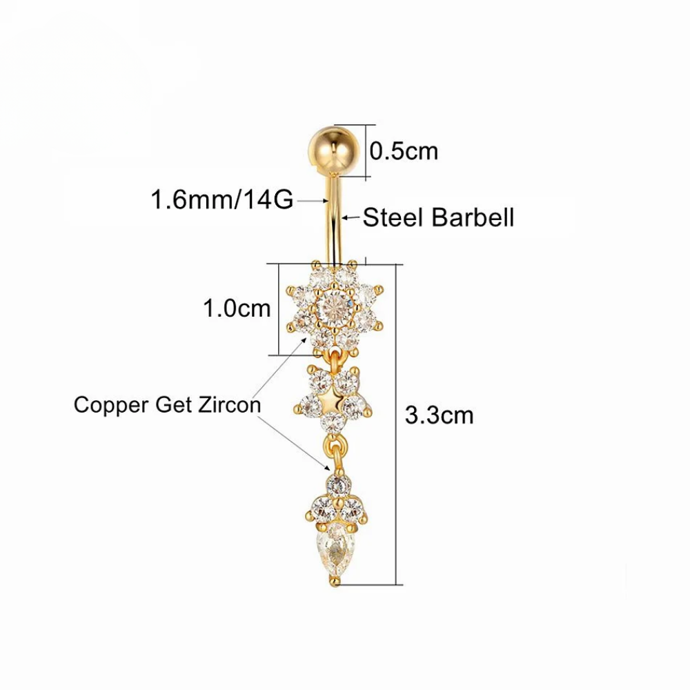 Piercing Nombril Triple Fleur • Acier chiurgical