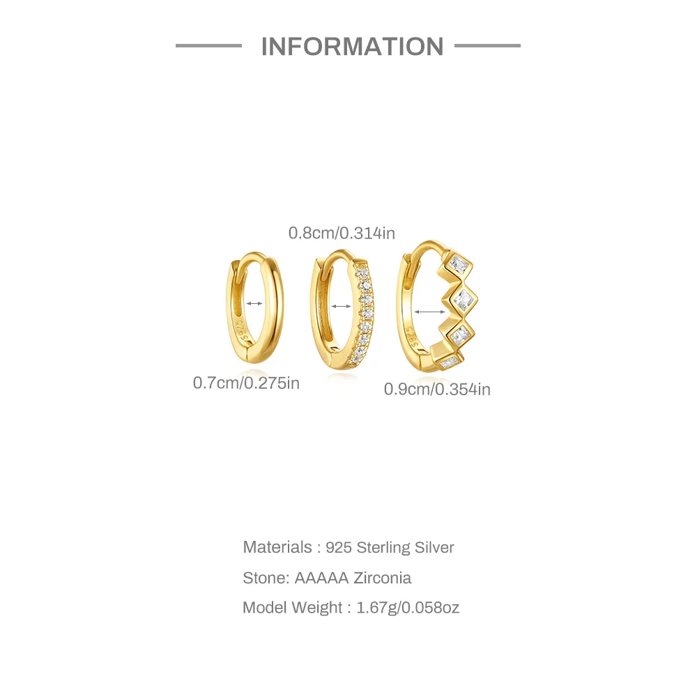 Ensemble piercing 3 Hoops • Or 18 k