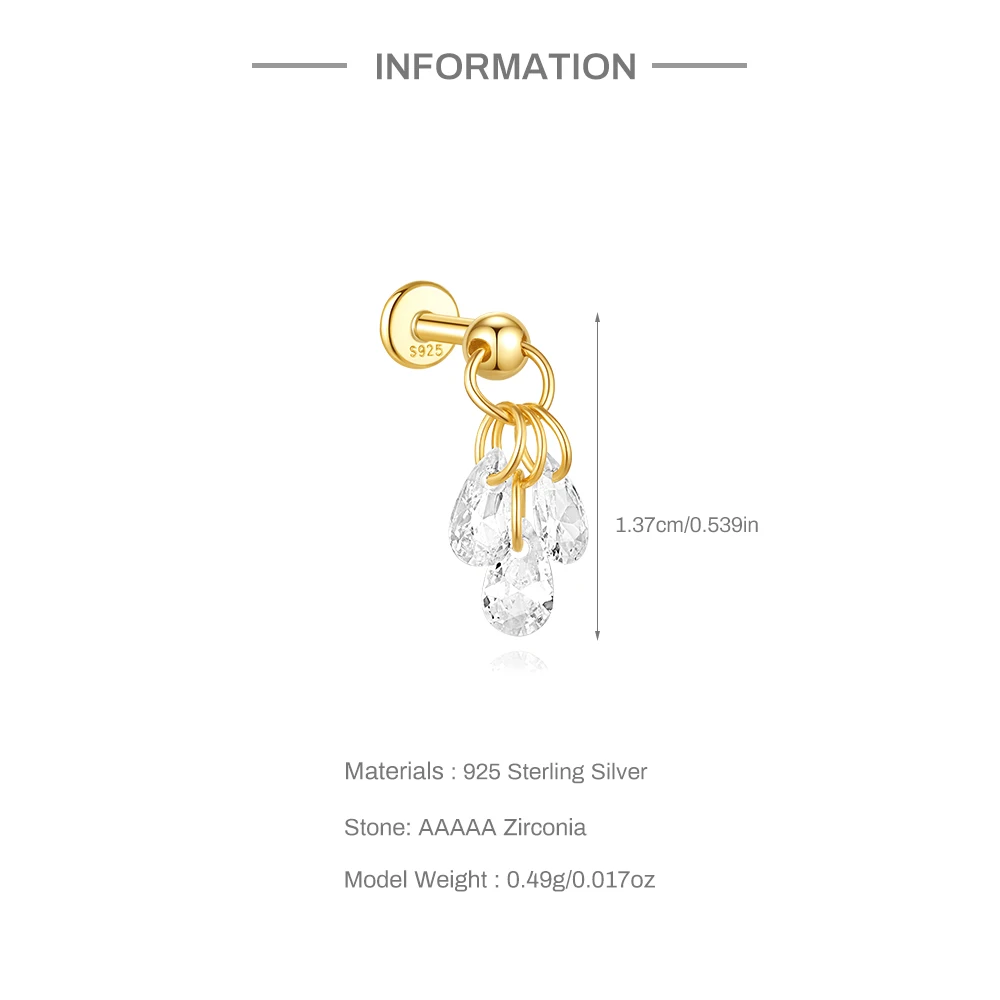 Piercings Gouttes D'eau Or 18k • Lobe, Helix