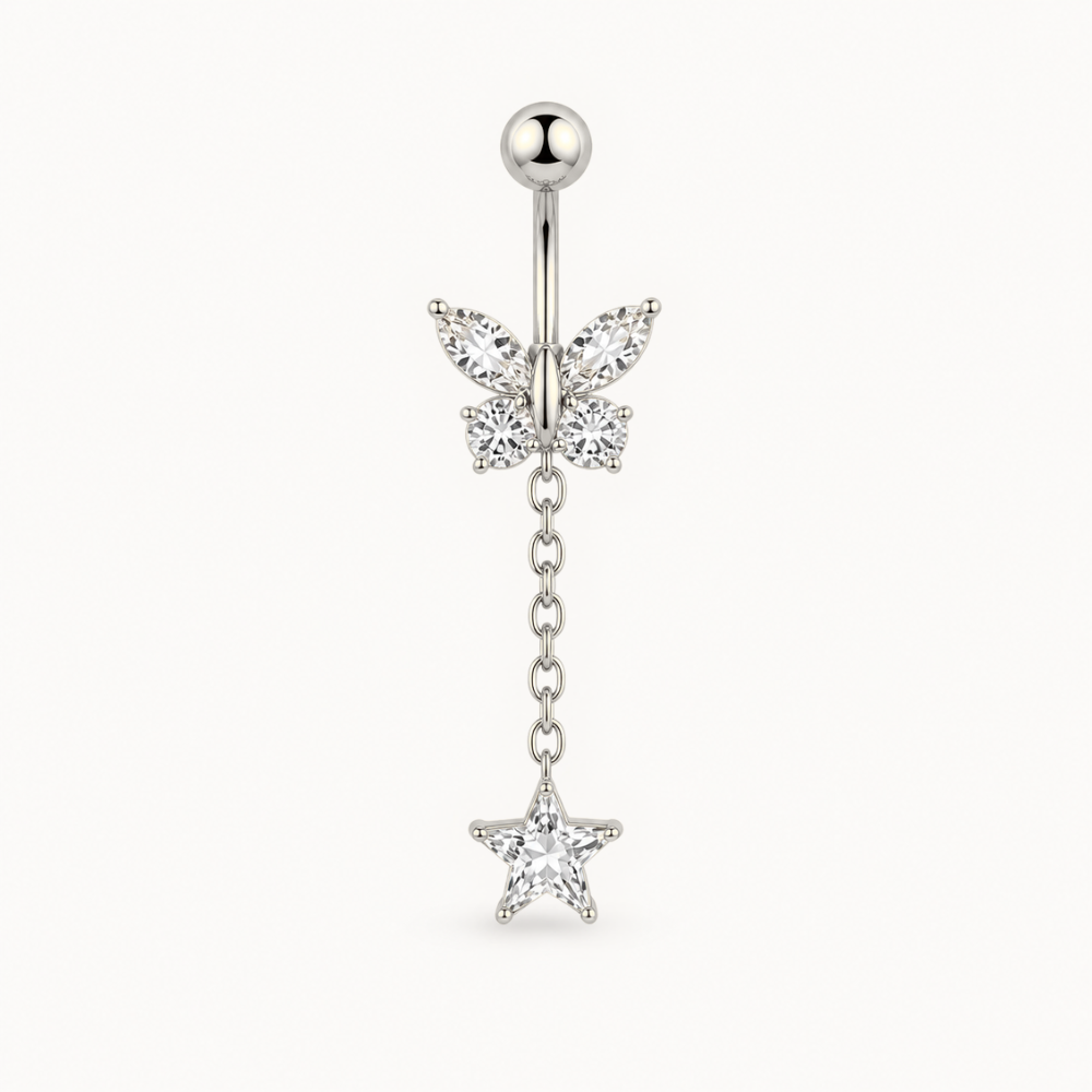 Piercing Nombril Papillon Chaine • Titanium