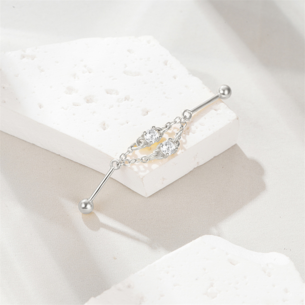 Piercing Industriel Double Chaîne • Titane Chic