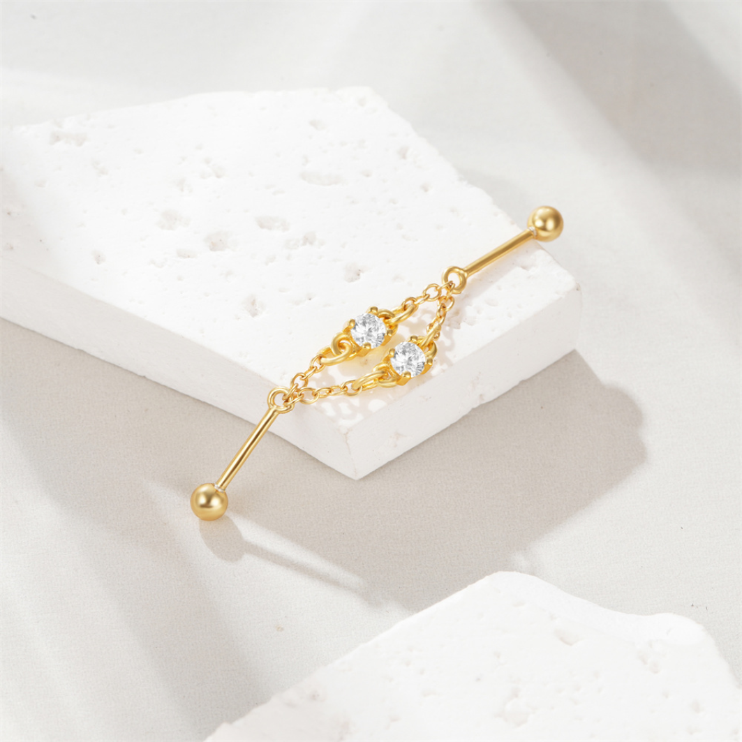 Piercing Industriel Double Chaîne • Titane Chic