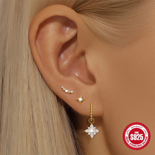 Lot 3 Piercings Or • Hélix, Lobe, Mixte