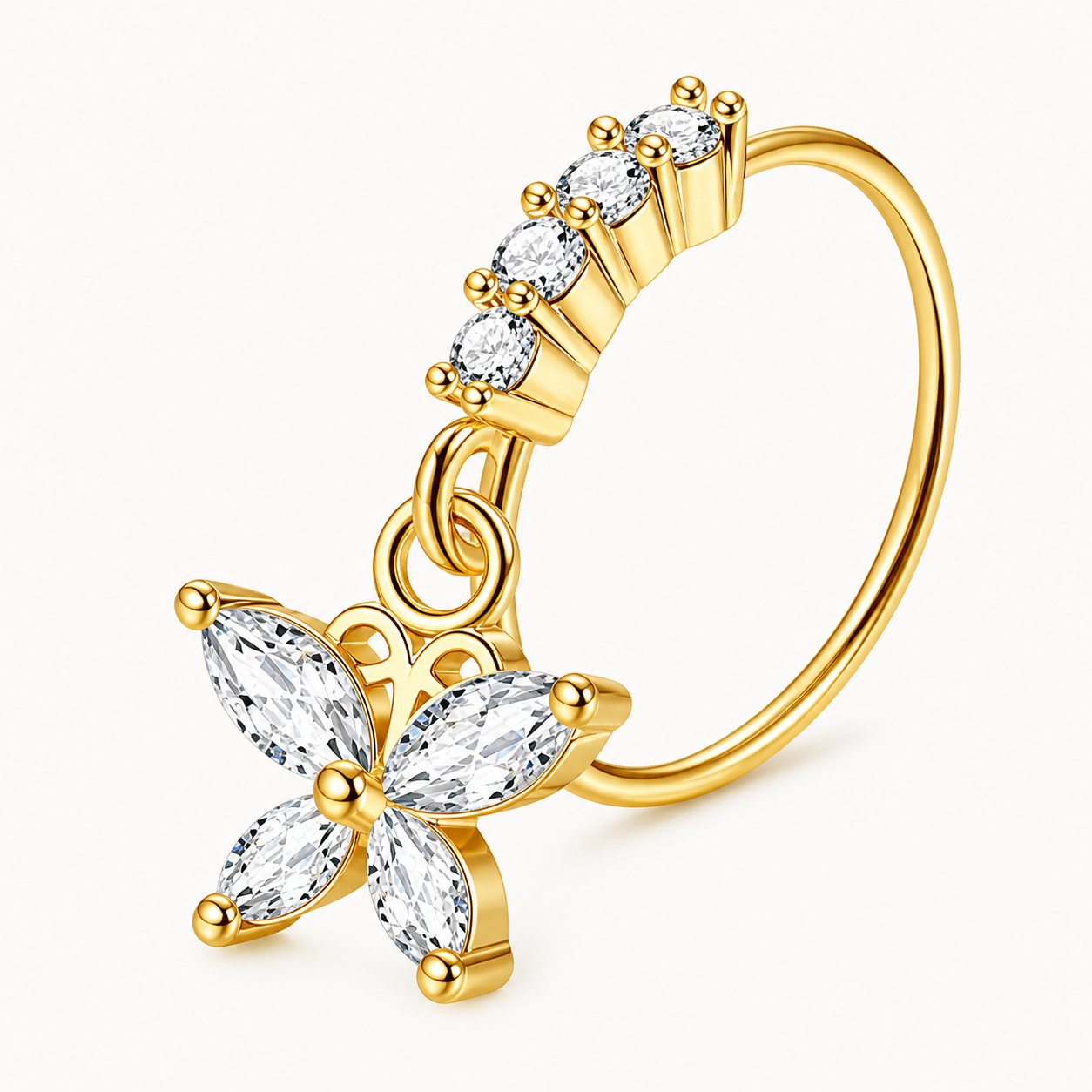 Piercing nez papillon porté