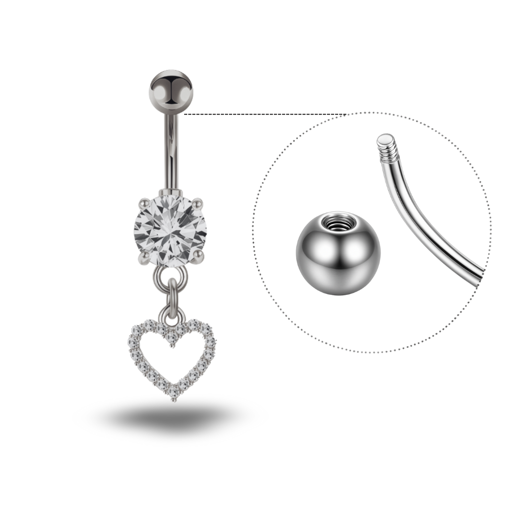 Piercing Nombril Cœur • Titane • Charm