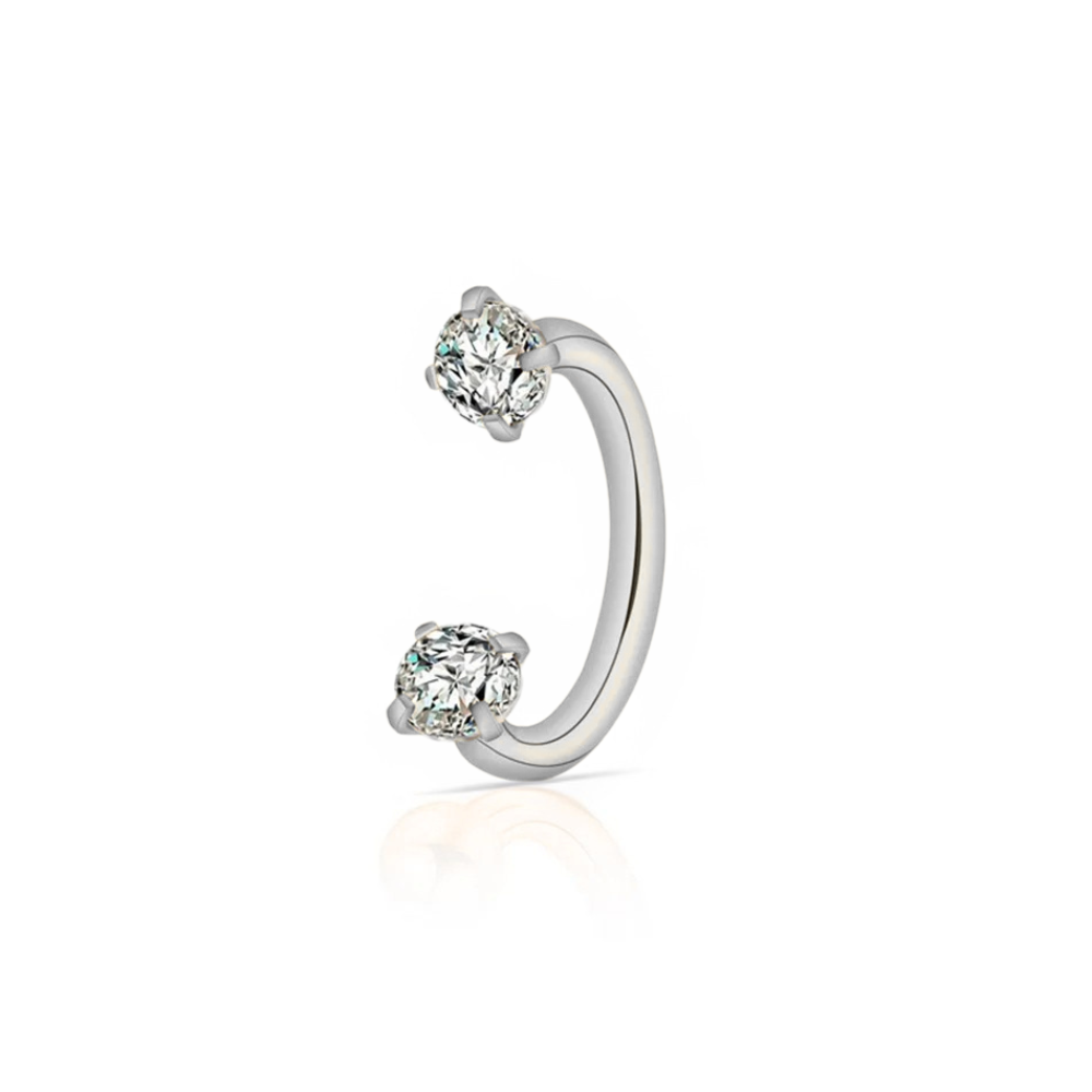 Piercing nez double zircon porté