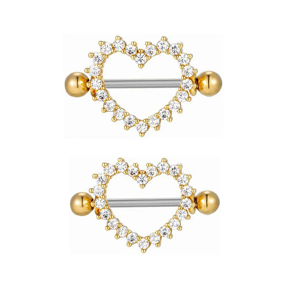 Piercing Téton Cœur • Titanium • 2 PCS