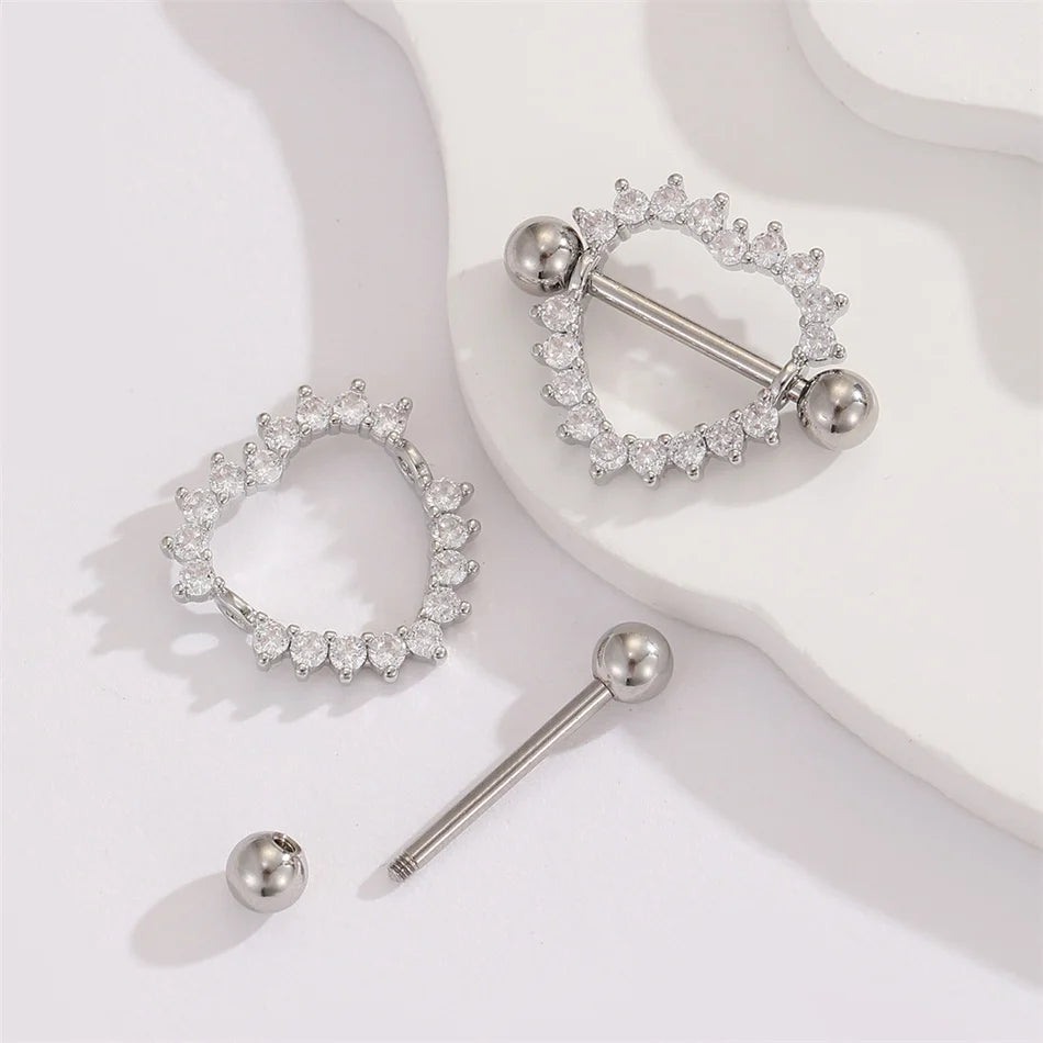 Piercing Téton Cœur • Titanium • 2 PCS