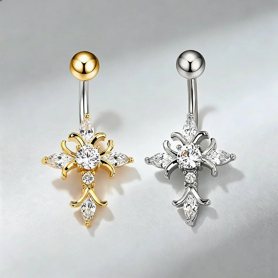 Piercing Nombril Croix Gothique • Titane