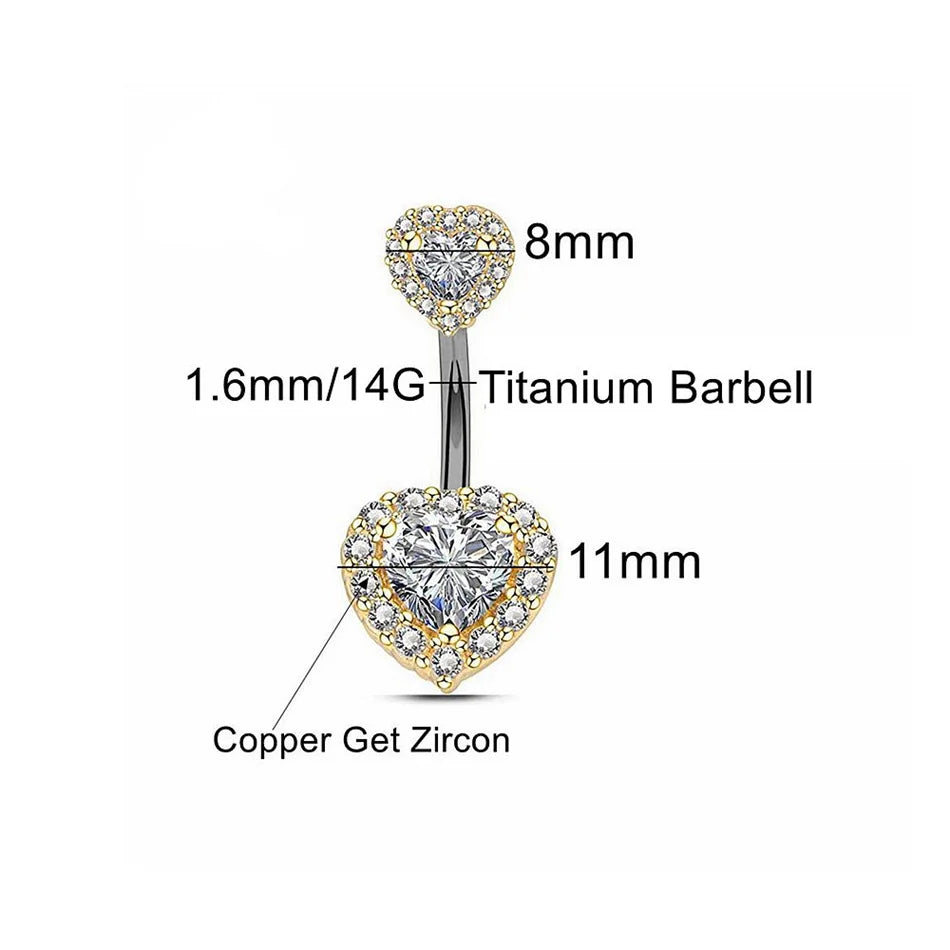 Piercing Nombril Strass Coeur • Titanium
