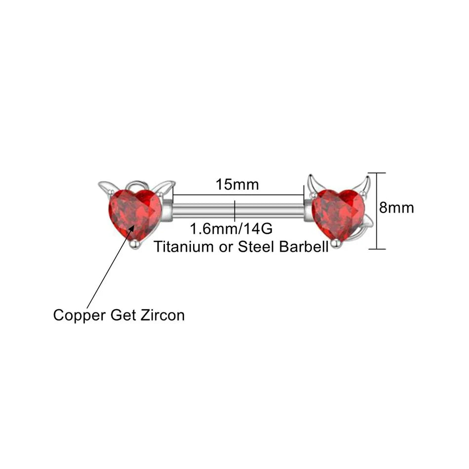 Piercing Téton Démon • Titanium • 2 PCS
