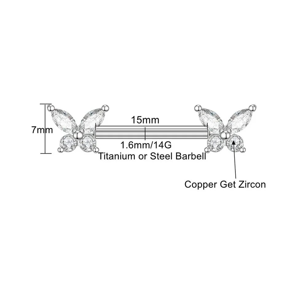 Piercing Téton Papillon • Titanium • 2 PCS