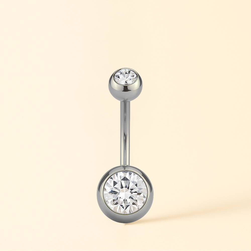 Piercing Nombril Double CZ • Titane