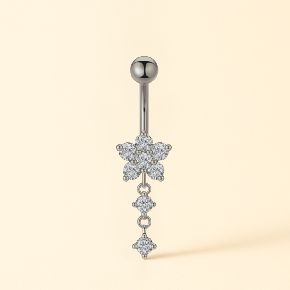 Piercing Nombril Fleur CZ • Titane
