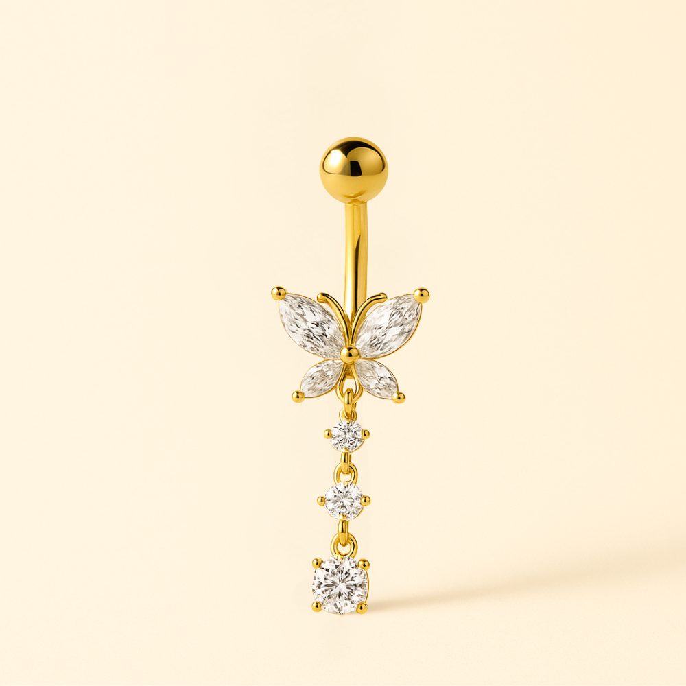 Bijou Nombril Titane • Papillon CZ Pendentif