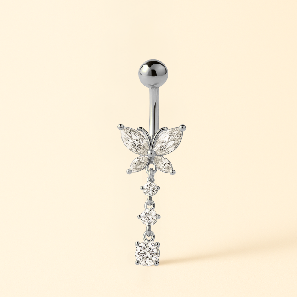 Bijou Nombril Titane • Papillon CZ Pendentif
