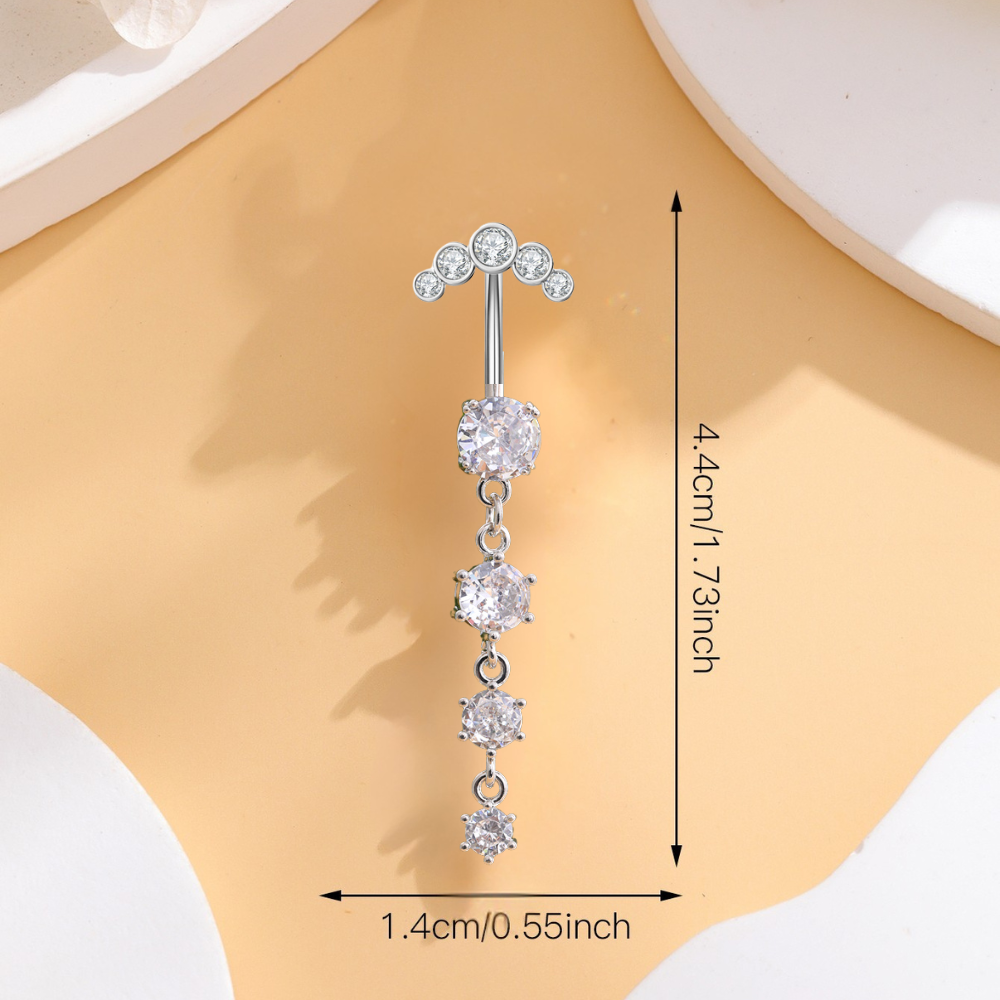 Elegant Titanium & Zircon Navel Piercing