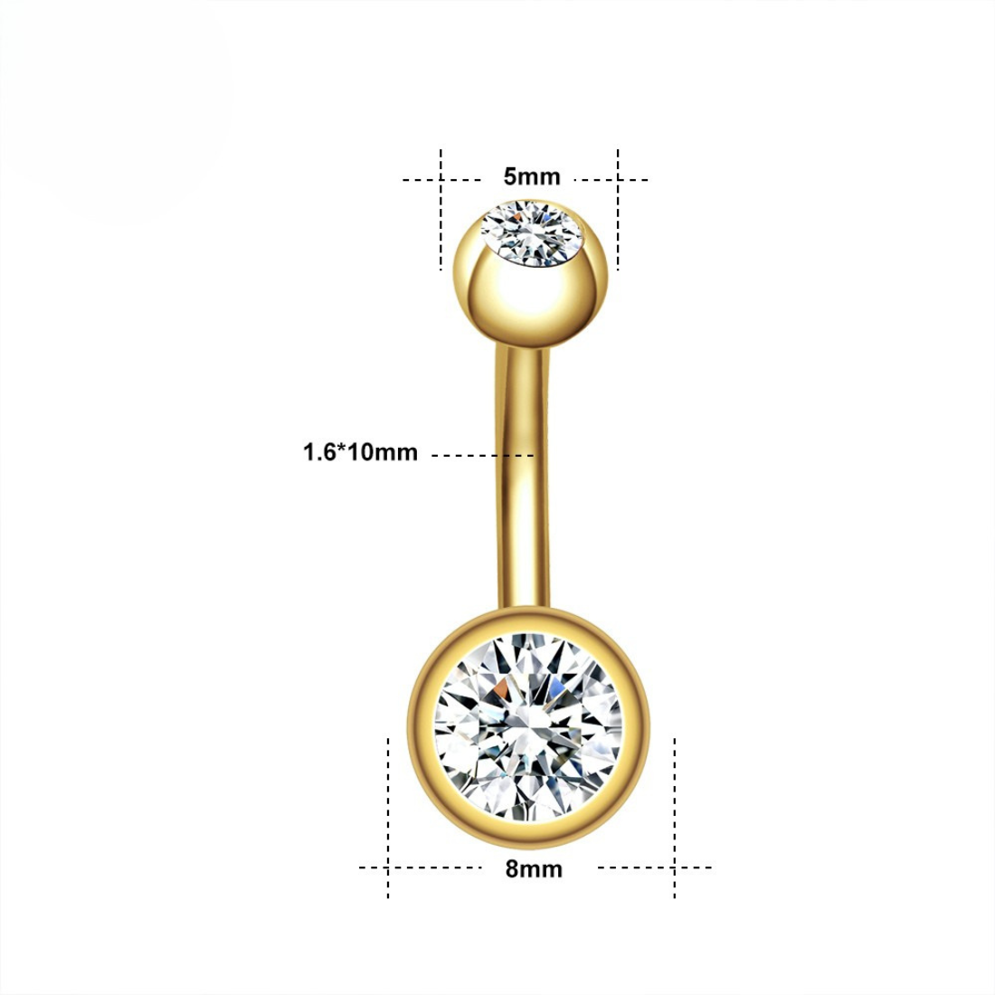 Piercing Nombril Double CZ • Titane