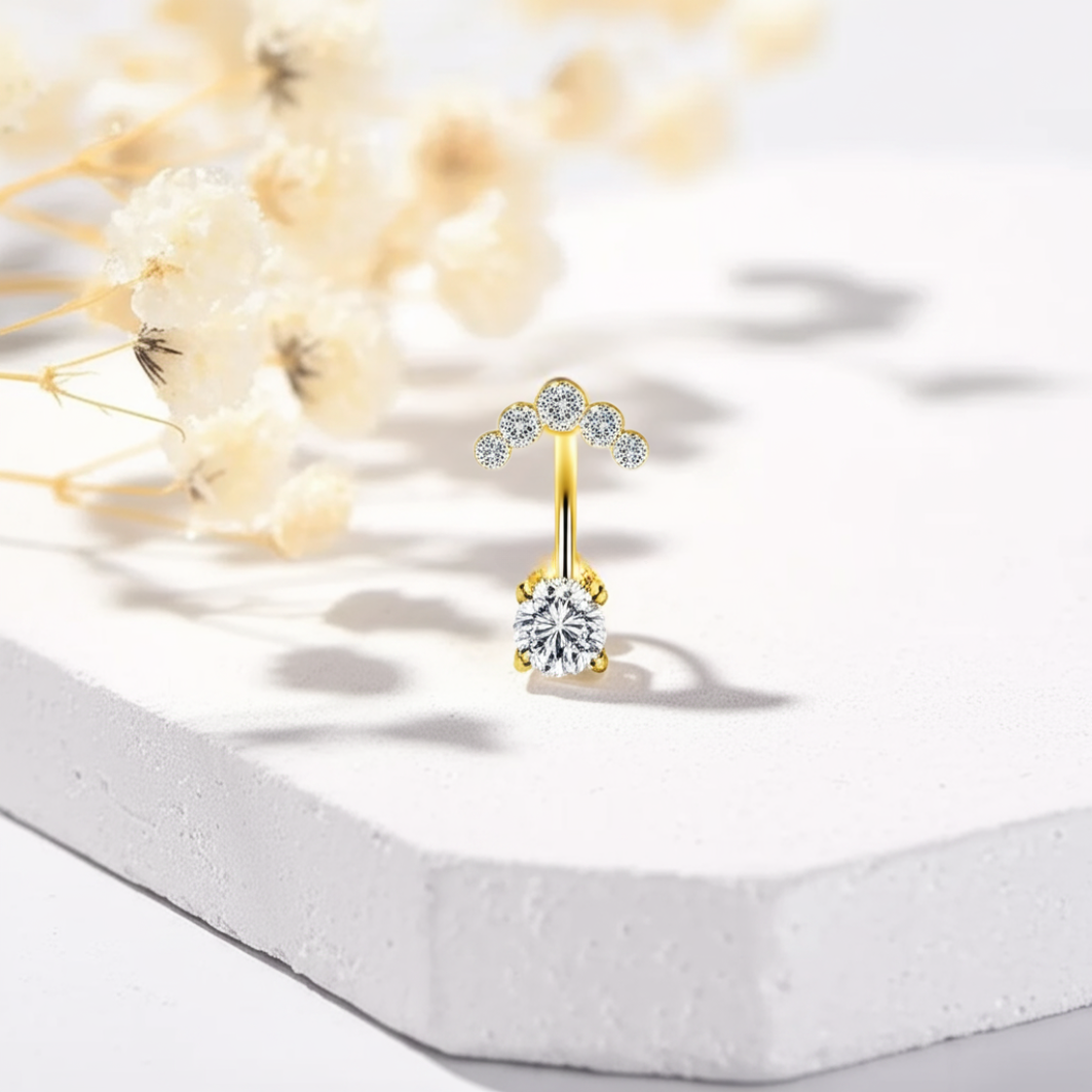 Piercing Nombril Barrette • Zircone & Éclat Brillant