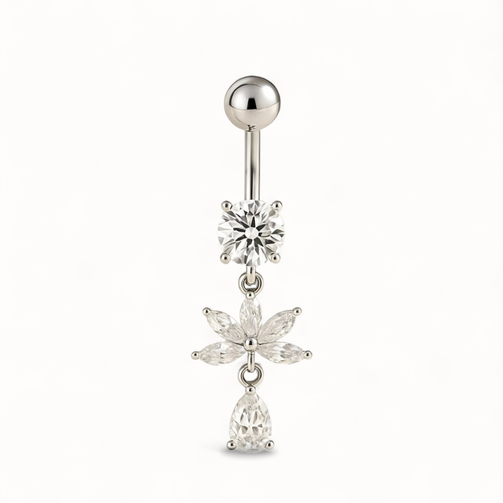 Piercing Nombril Fleur CZ • Titane Élégant