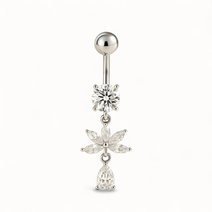 Piercing Nombril Fleur CZ • Titane Élégant