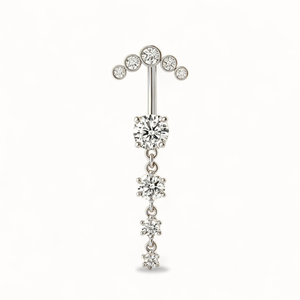 Elegant Titanium & Zircon Navel Piercing