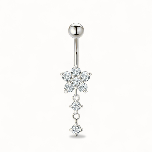 Piercing Nombril Fleur CZ • Titane