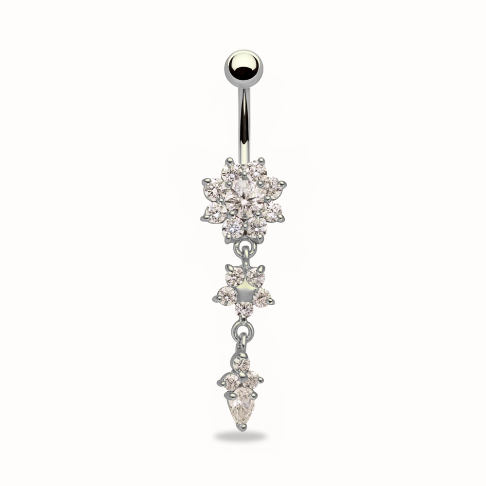 Piercing Nombril Triple Fleur • Acier chiurgical