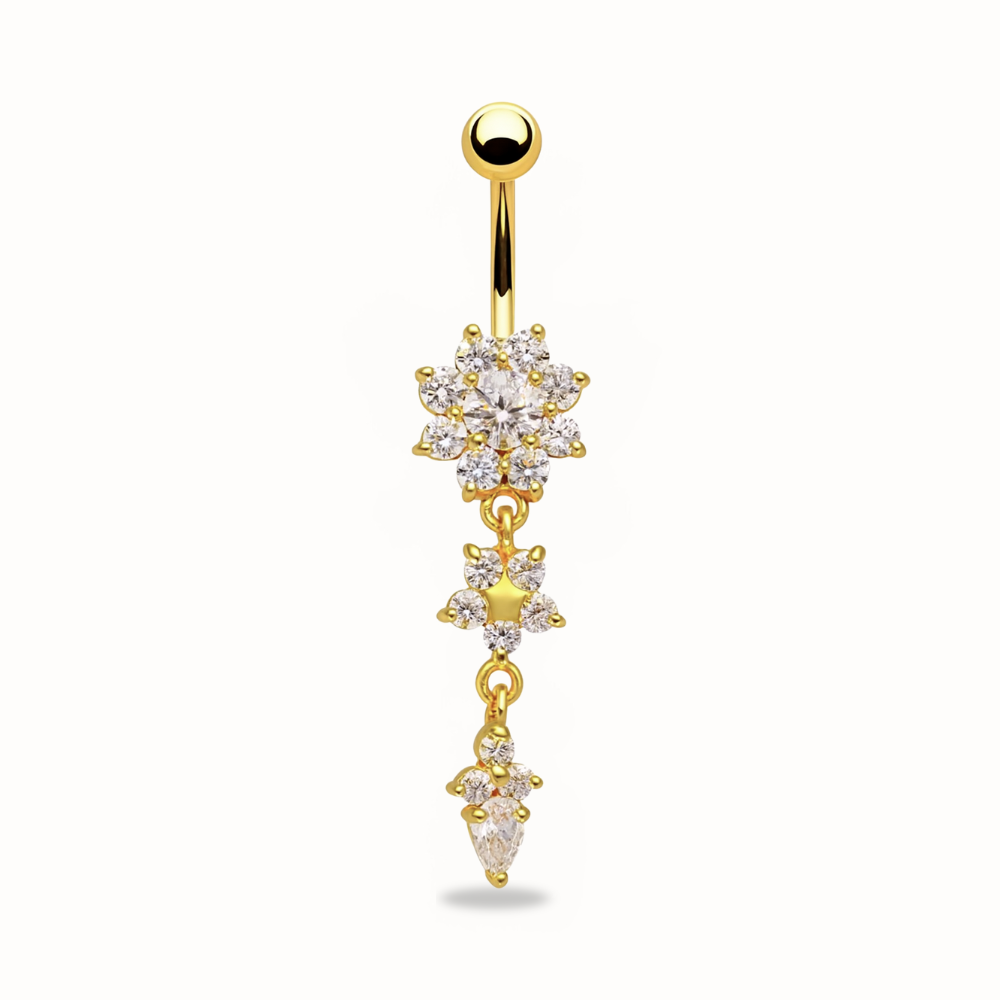 Piercing Nombril Triple Fleur • Titane