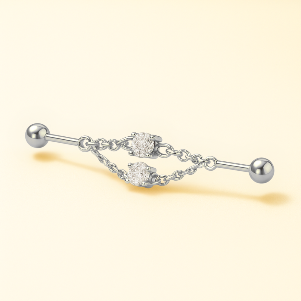 Piercing Industriel Double Chaîne • Titane Chic