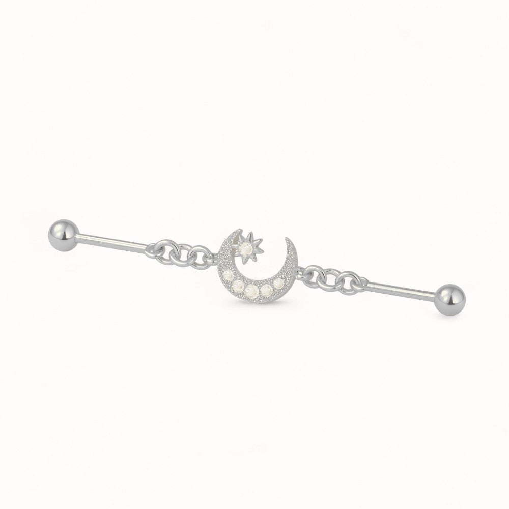 Piercing Industriel Lune • Titane • Barbell Chic