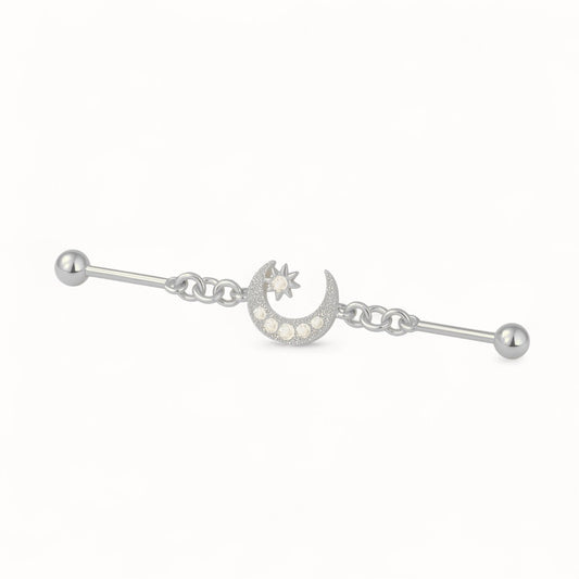 Piercing Industriel Lune • Titane • Barbell Chic