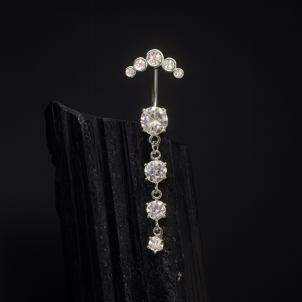 Elegant Titanium & Zircon Navel Piercing