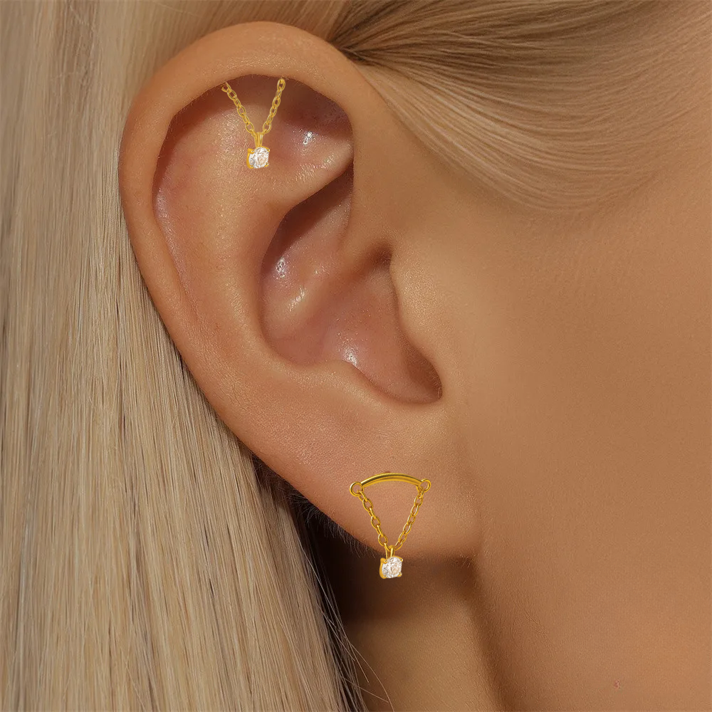 Piercing Hélix Or 18k • Chaîne Pendante Fine