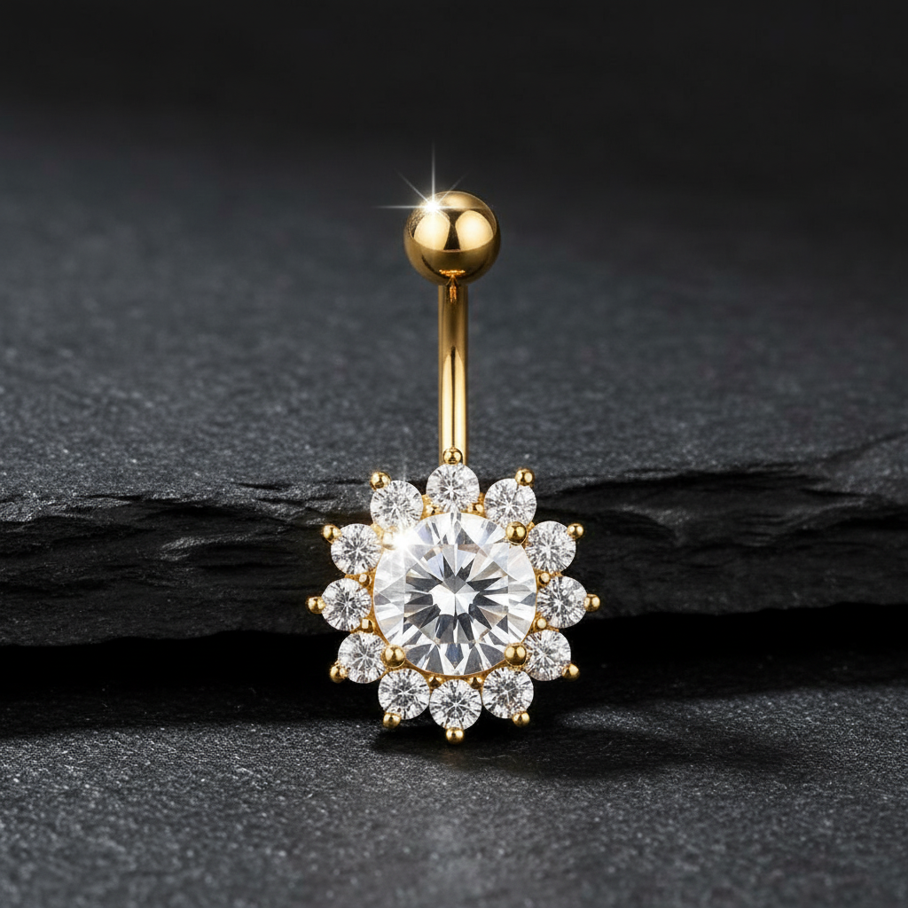 Piercing Nombril Soleil • Titane • Style Fin