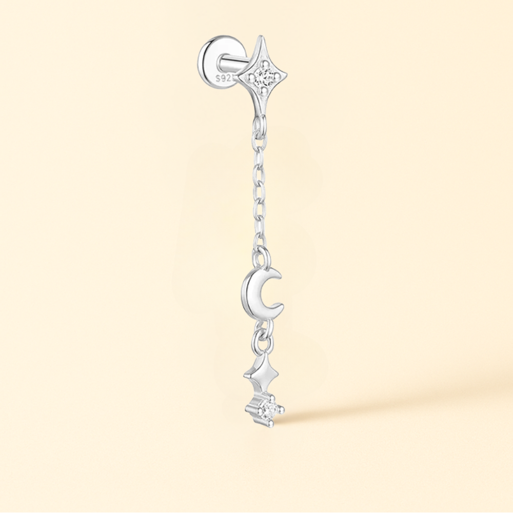 Boucles d’Oreille Or 18k • Style Chaine Pendentif