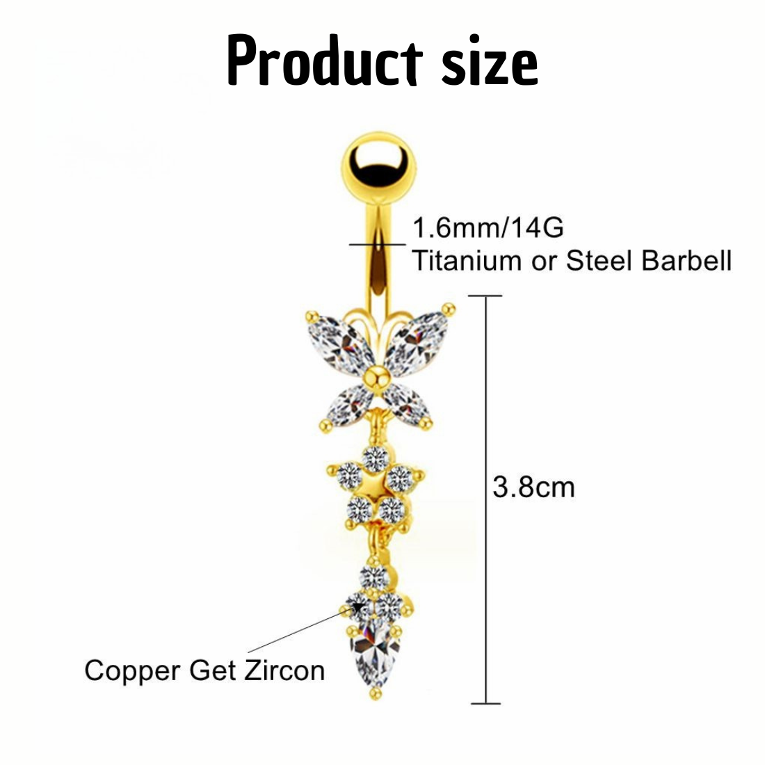 Bijou Nombril Papillon • Titane