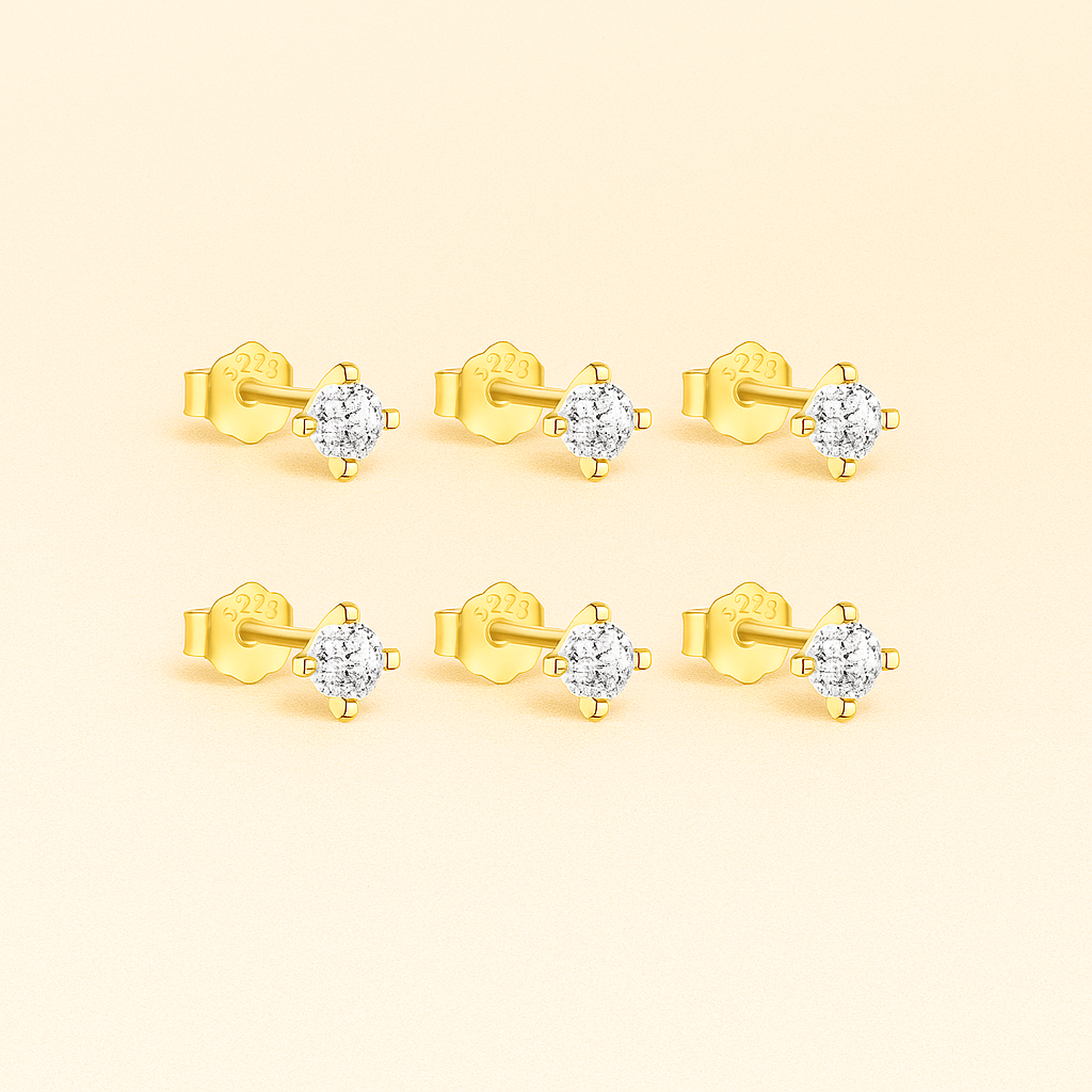 Ensemble 6 Clous d'Oreille • Or 18K