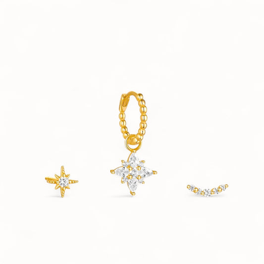 Lot 3 Piercings Or • Hélix, Lobe, Mixte