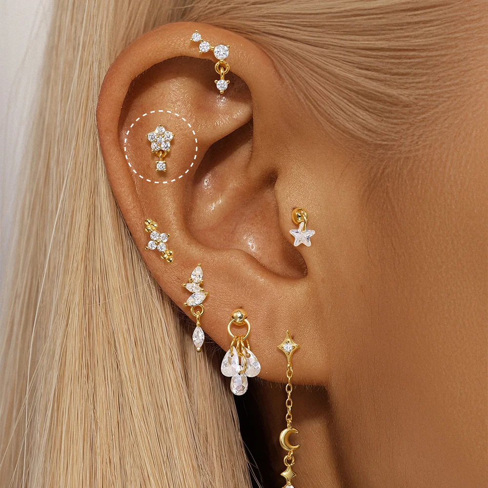 Puces d’Oreille Étoiles Or 18k • Helix, Rook