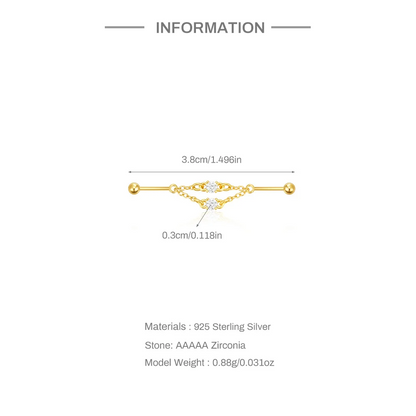 Piercing Industriel Double Chaîne • Titane Chic