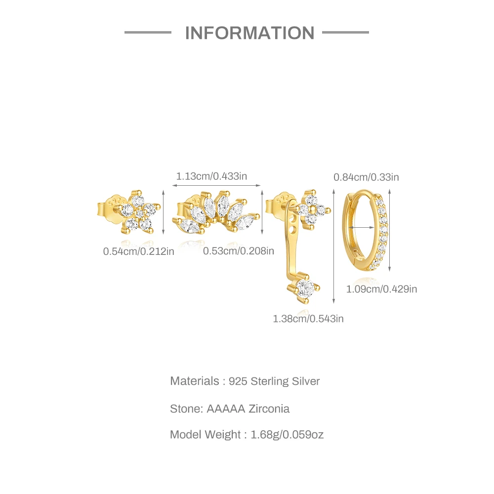 Set piercing oreilles 4 pcs • Lobe, Hélix, Rook